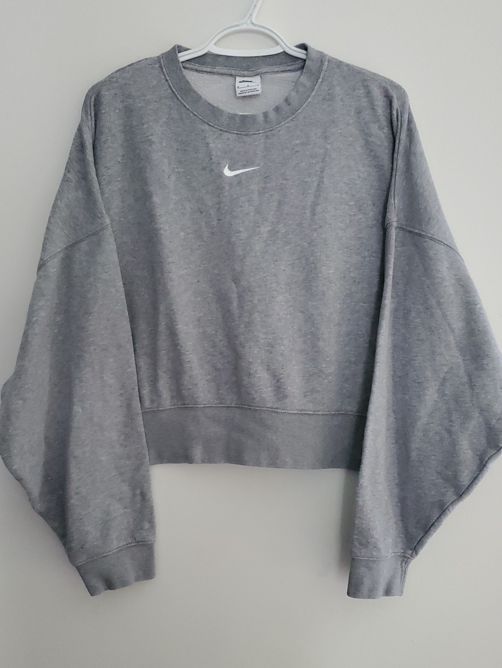 Nike Gray Center Swoosh Cropped Sweatshirt